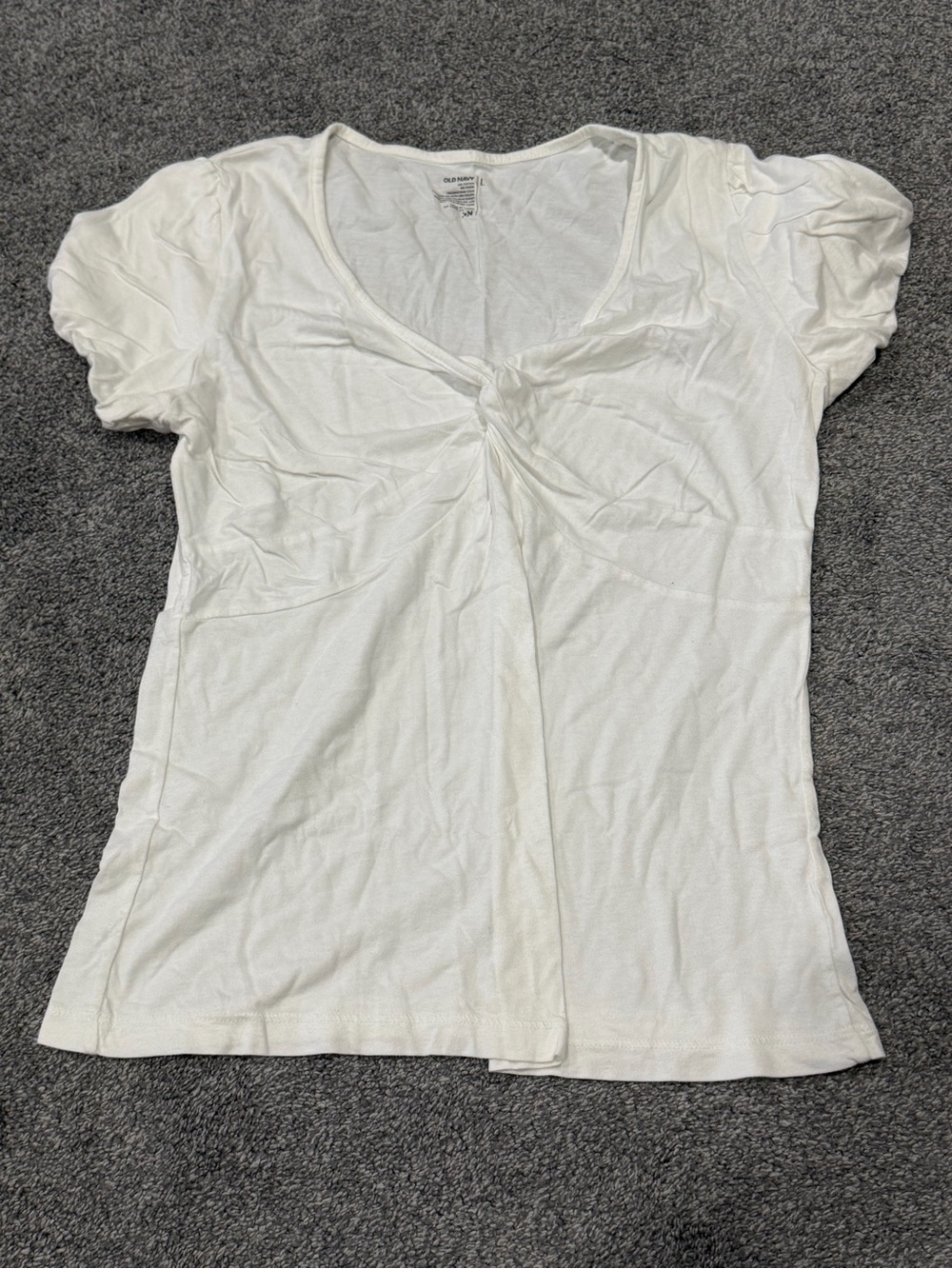 Old Navy White Short-Sleeve Knot-Front Tee